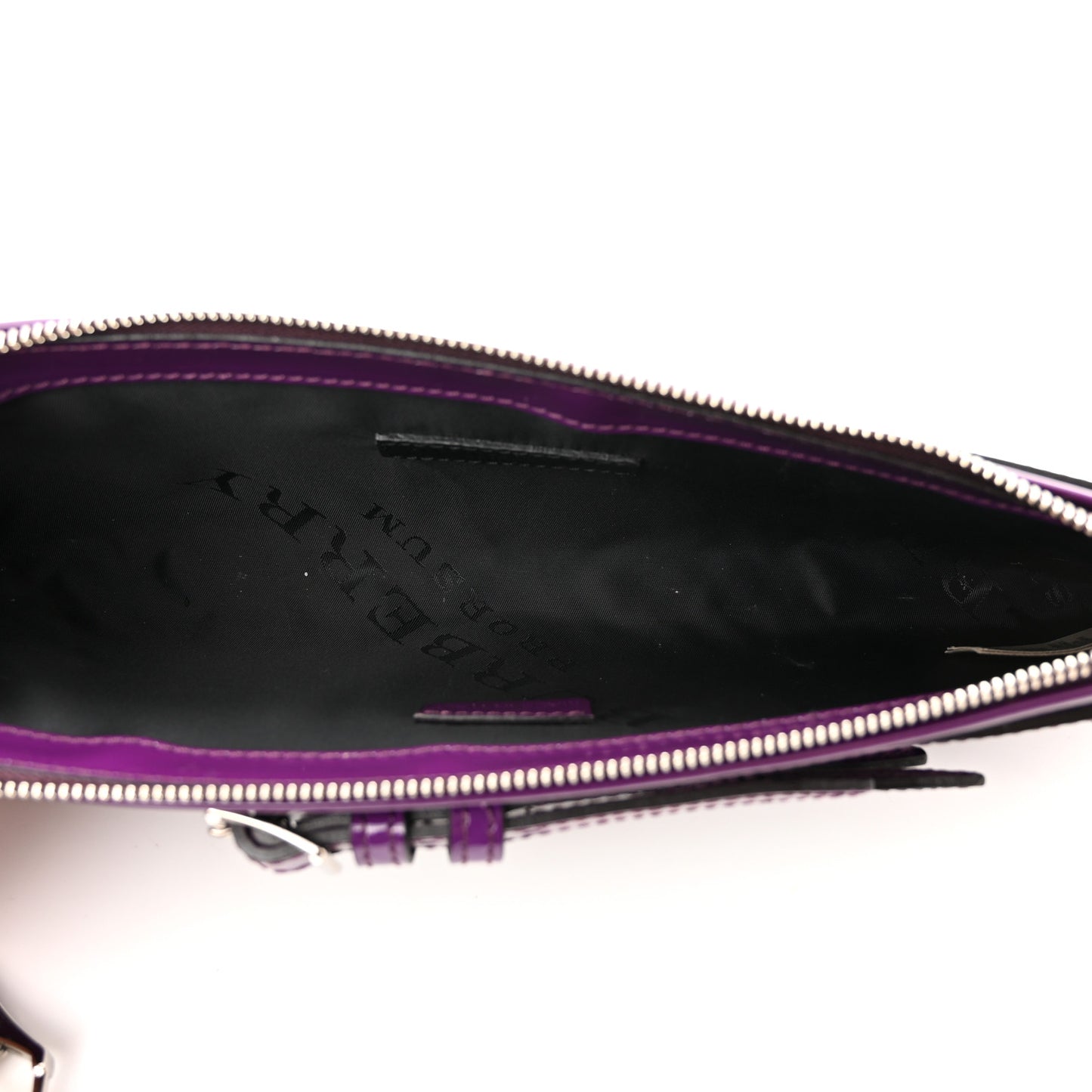 Patent Bridle Calfskin Parmoor Clutch Bag Purple