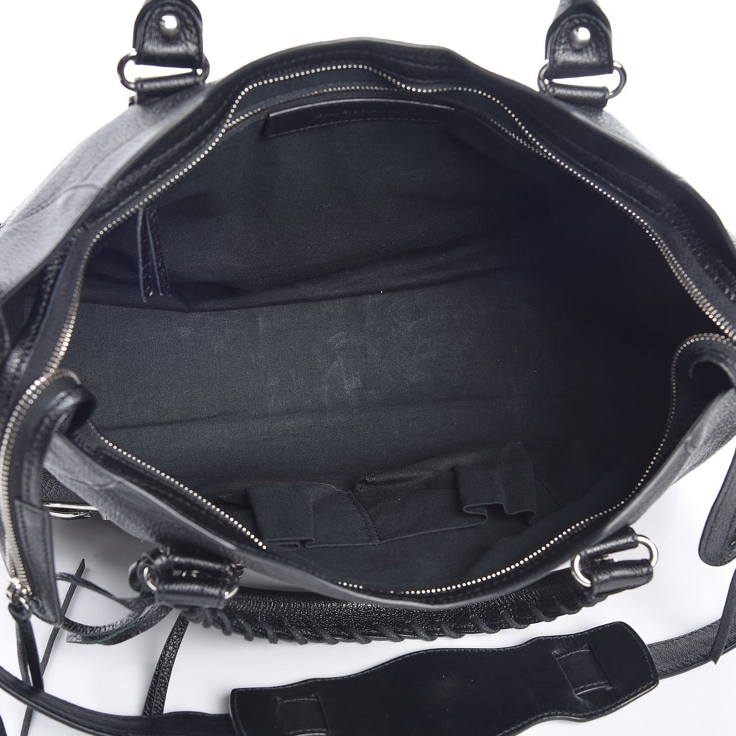 Chevre Silver Metallic Edge Hardware City Black