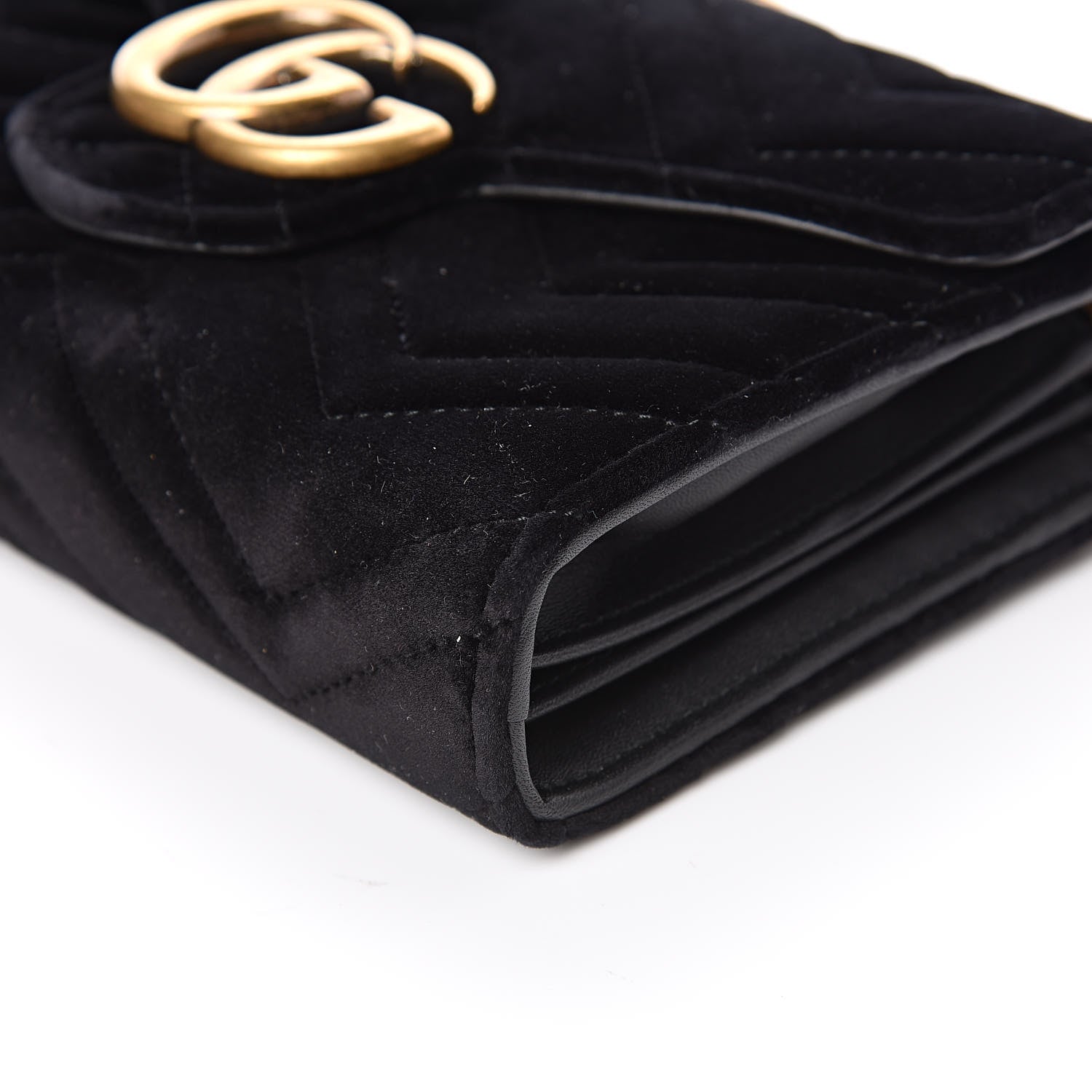 Gucci Velvet Matelasse GG Marmont Chain Wallet Black 10 of 11