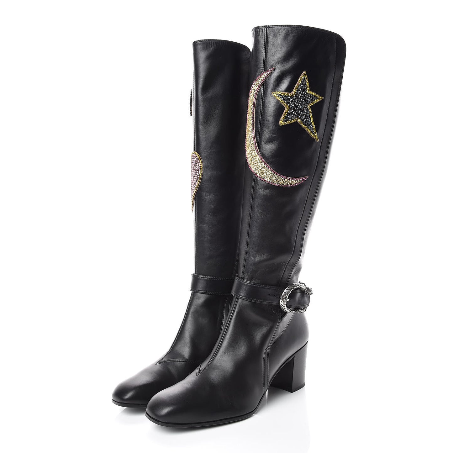 Calfskin Dionysus Embellished Elizabeth Knee High Boots 40 Black