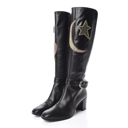 Gucci Calfskin Dionysus Embellished Elizabeth Knee High Boots 40 Black 3 of 9