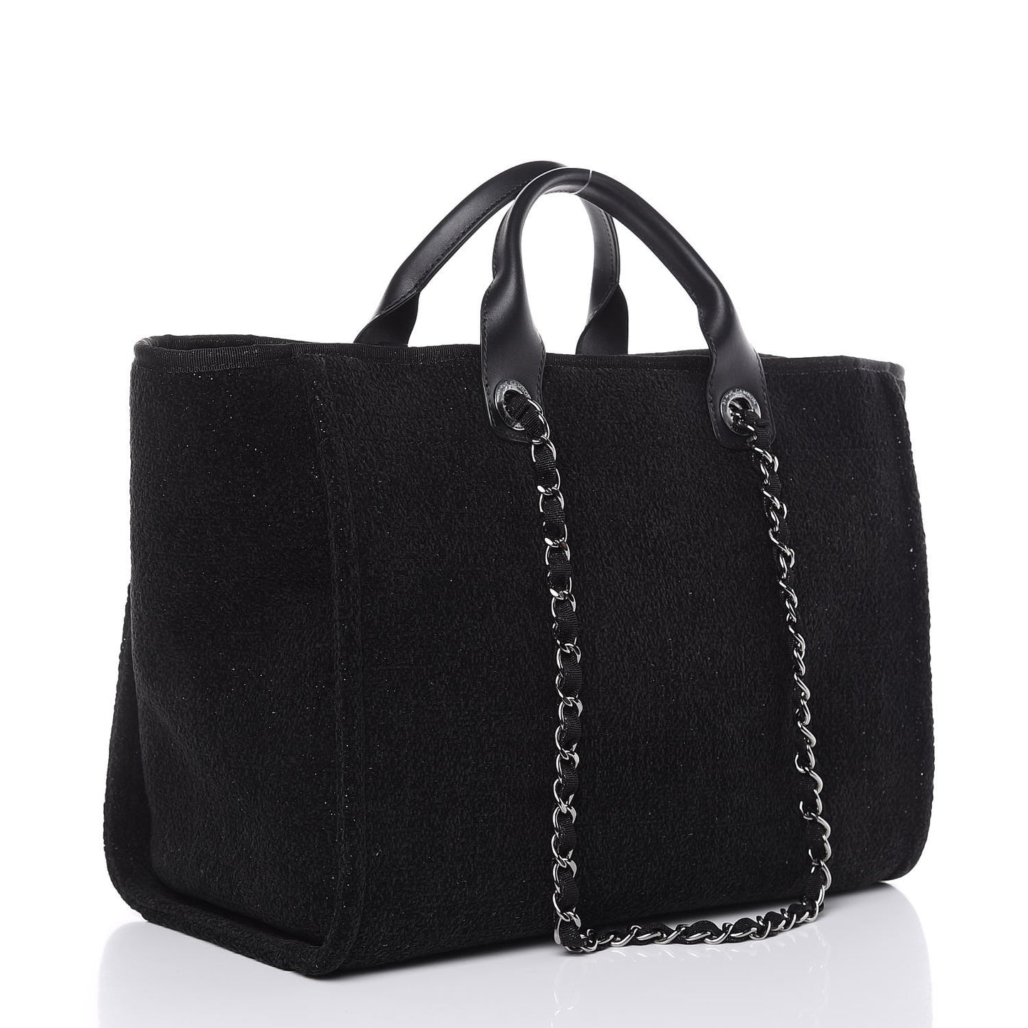 Lurex Boucle Large Deauville Tote Black