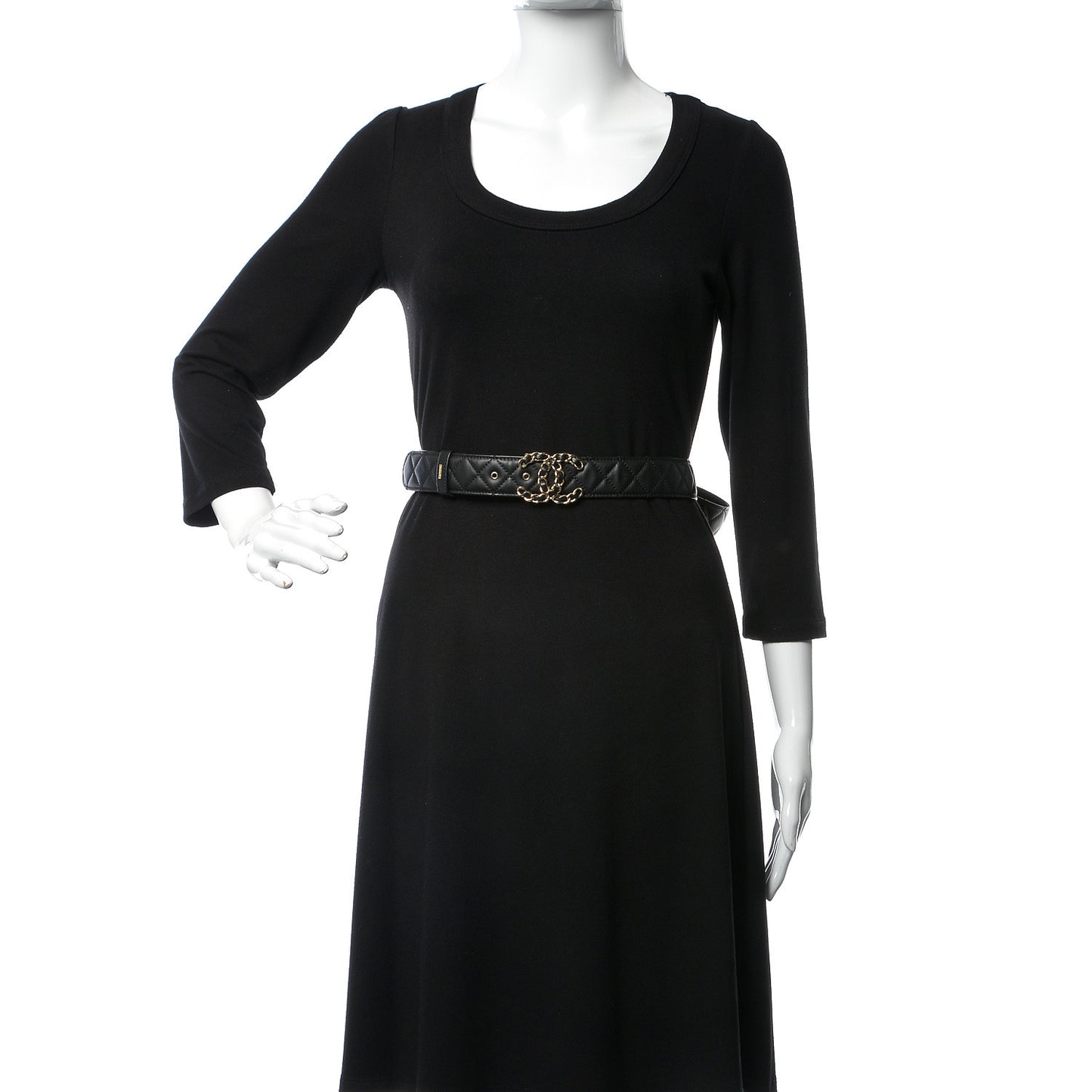 Lambskin Quilted CC Chain Belt 95 38 Black