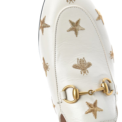 Gucci Goatskin Bee Star Embroidered Womens Princetown Slippers 35 Mystic White 10 of 12