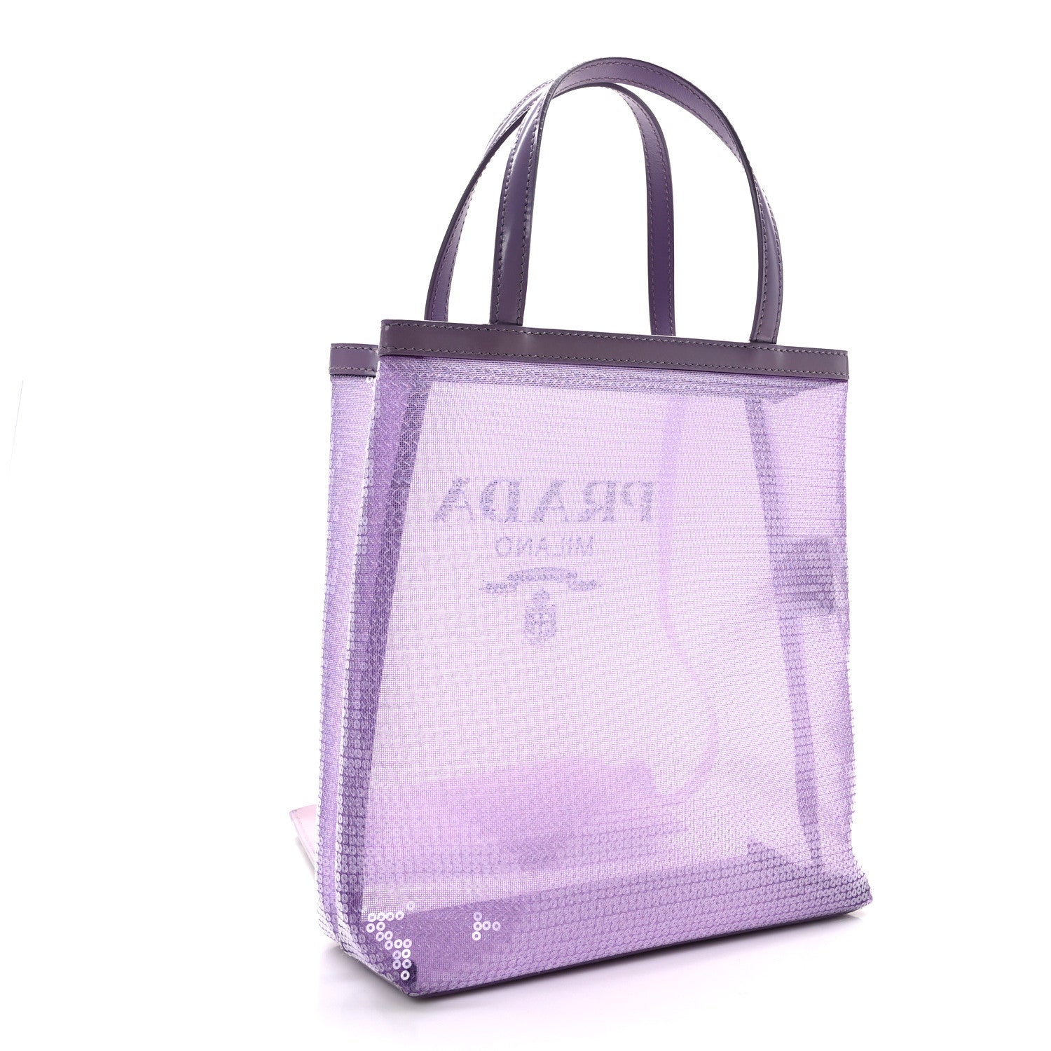 Prada Sequin Mesh Small Tote Bag Lilium 4 of 12