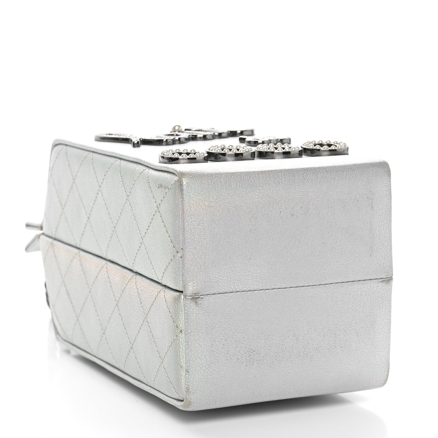Chanel Metallic Goatskin Lait de Coco Milk Carton Bag Silver 4 of 10