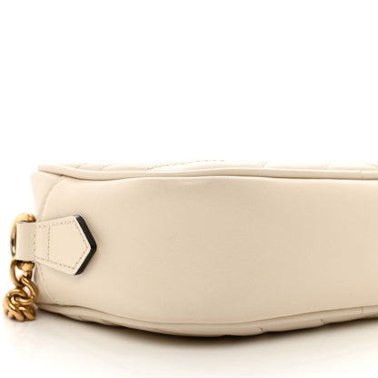 Gucci Calfskin Matelasse Mini GG Marmont Chain Shoulder Bag White 9 of 10