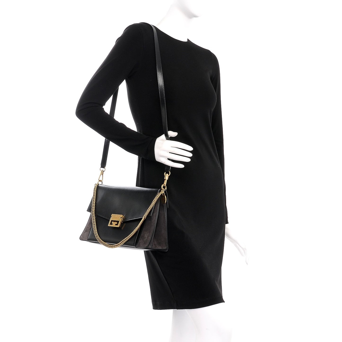 Calfskin Suede Medium GV3 Flap Black
