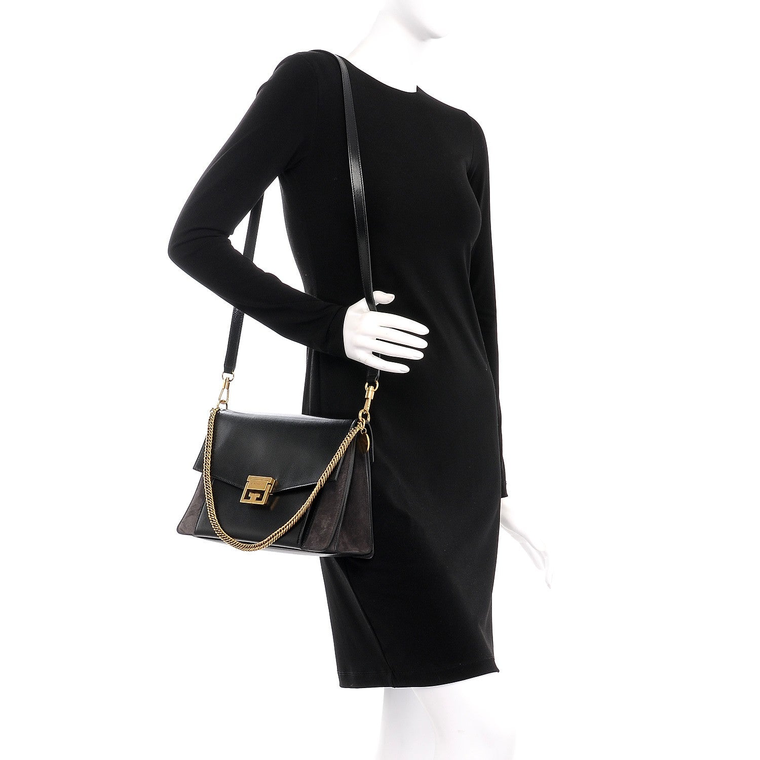 Givenchy Calfskin Suede Medium GV3 Flap Black 2 of 7