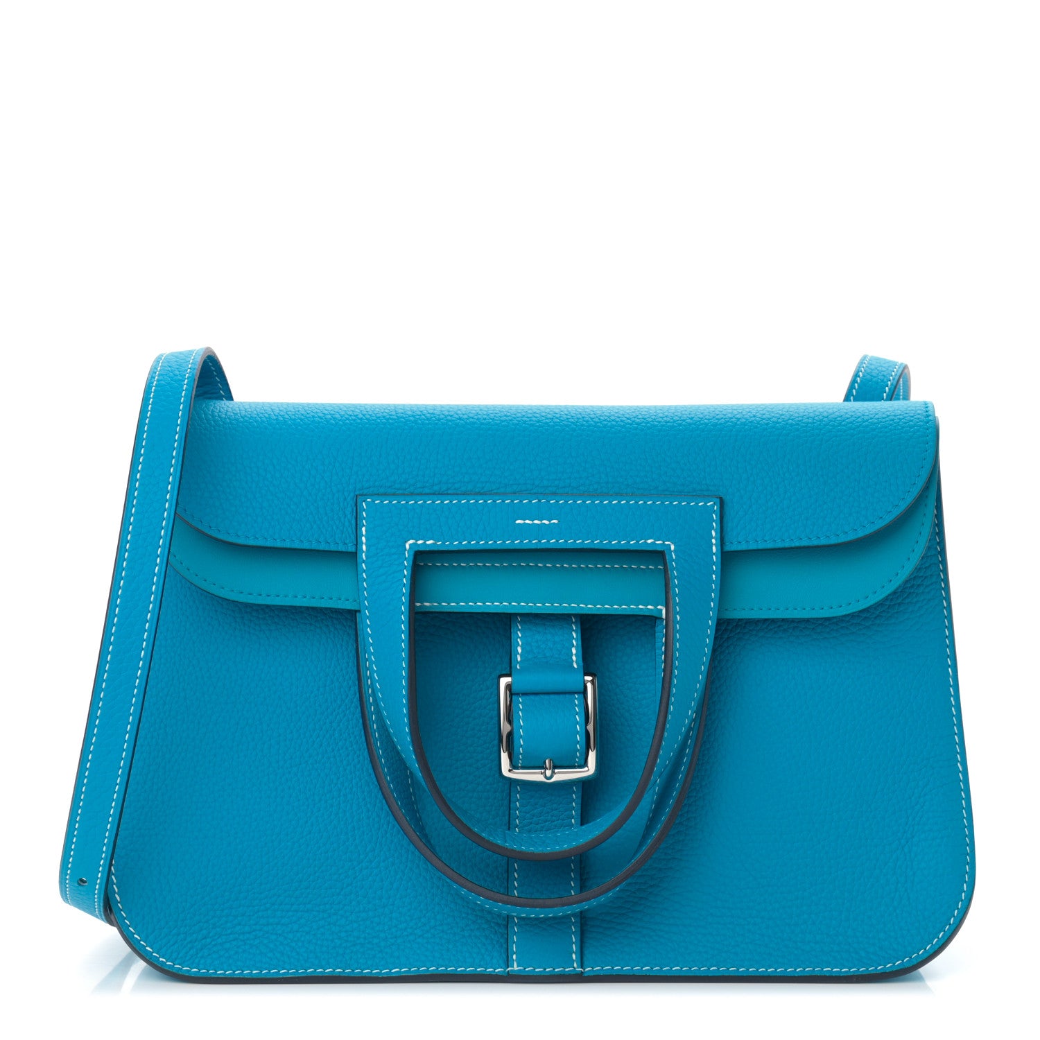 Hermes Taurillon Clemence Halzan 31 GM Bleu Frida 1 of 9