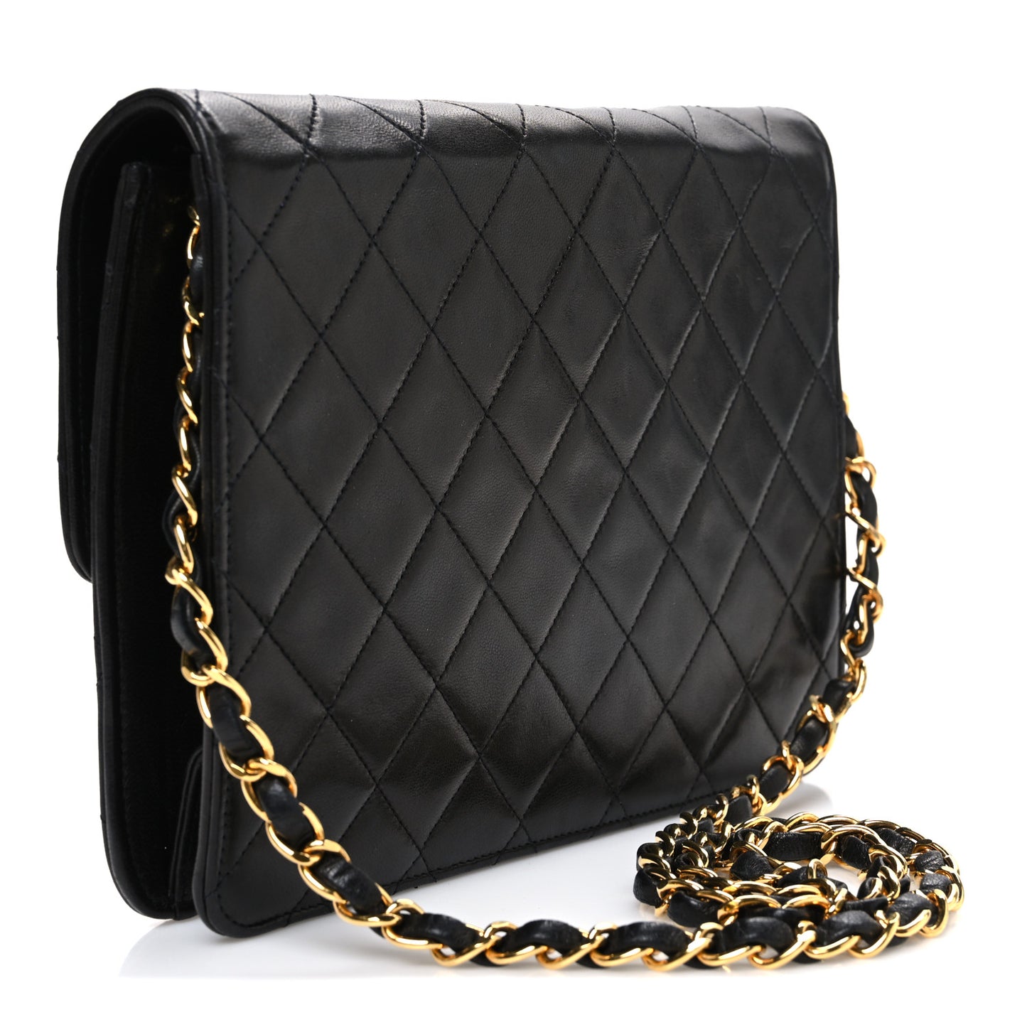 Lambskin Quilted Small Single Flap Bag Black