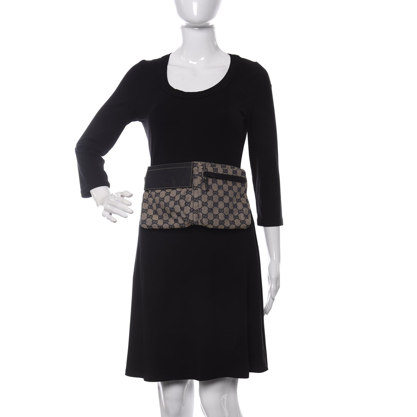 GG Monogram Web Double Pocket Belt Bag Navy
