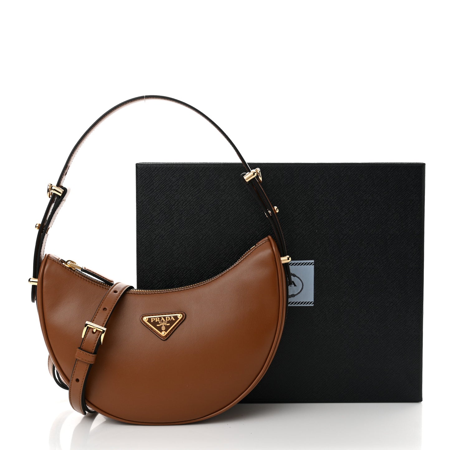 Soft Calfskin Arque Shoulder Bag Cognac