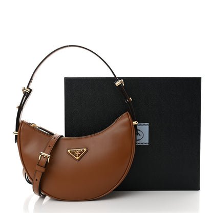 Prada Soft Calfskin Arque Shoulder Bag Cognac 10 of 10