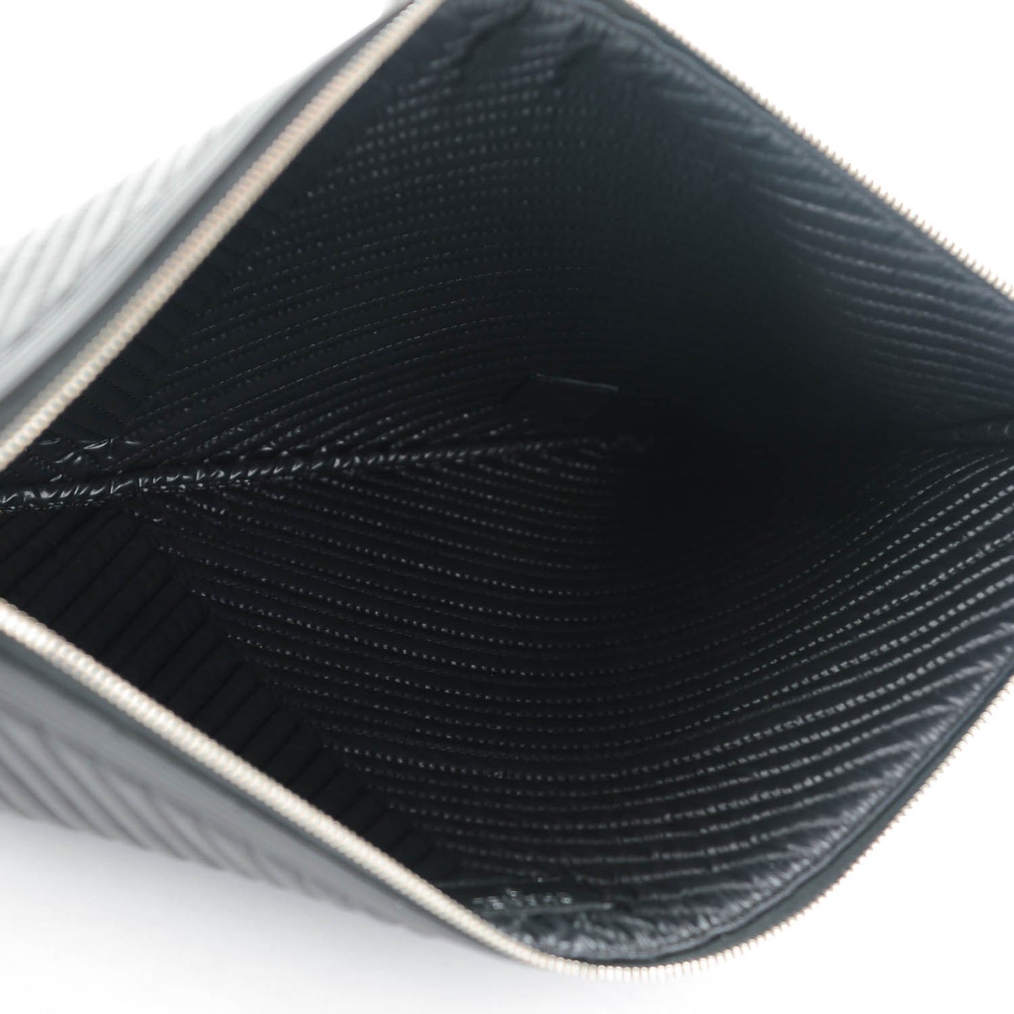 Calfskin Chevron Large Boy Cosmetic Case Black