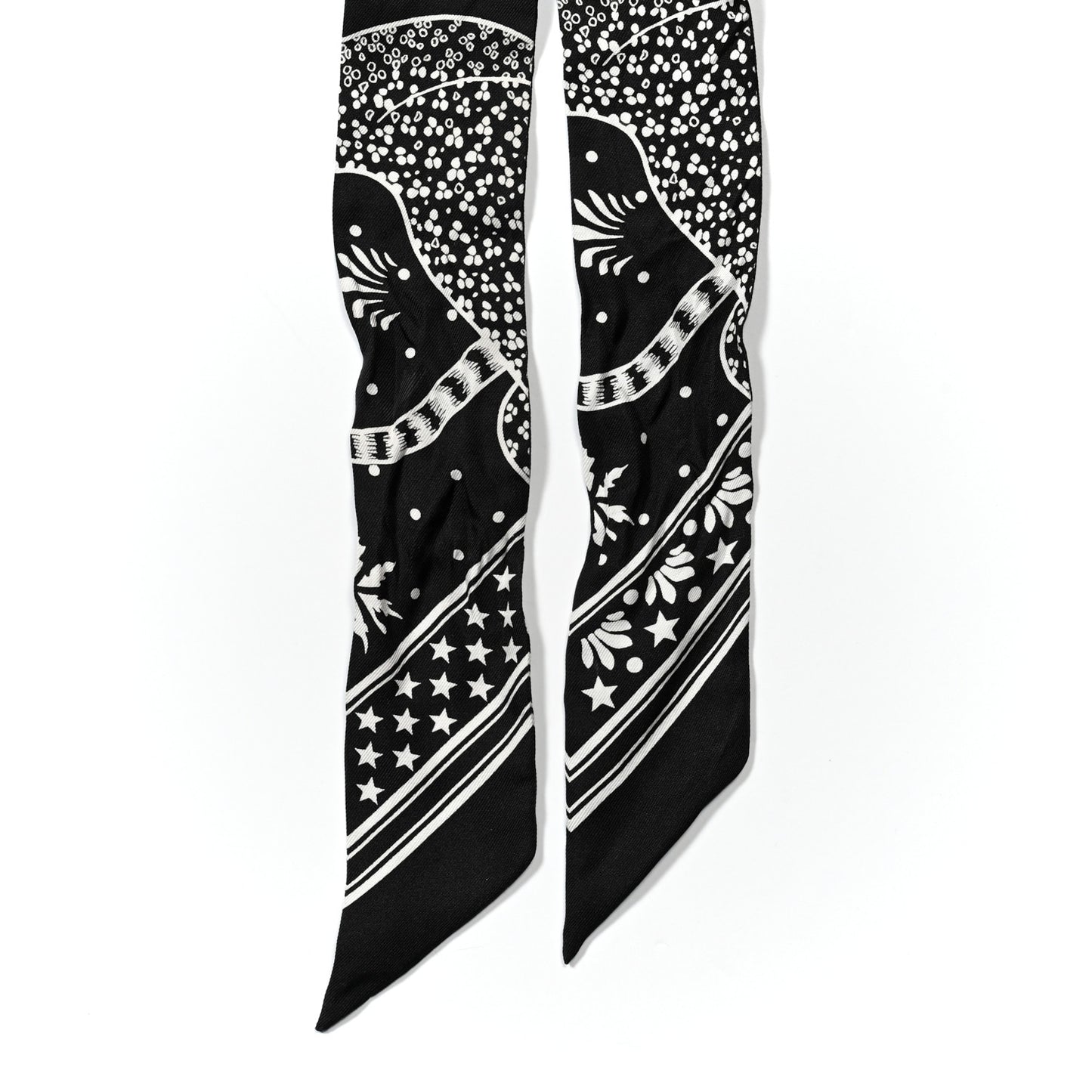 Silk Peuple Du Vent Bandana Twilly Black White