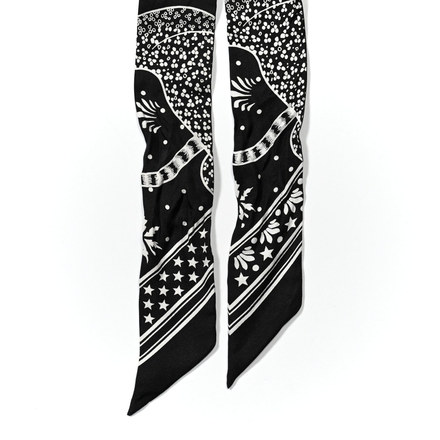 Hermes Silk Peuple Du Vent Bandana Twilly Black White 2 of 4