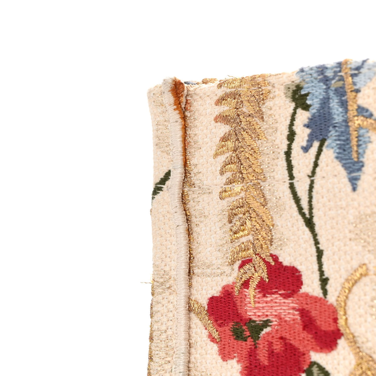 Canvas Embroidered Medium Hibiscus Book Tote Beige Multicolor