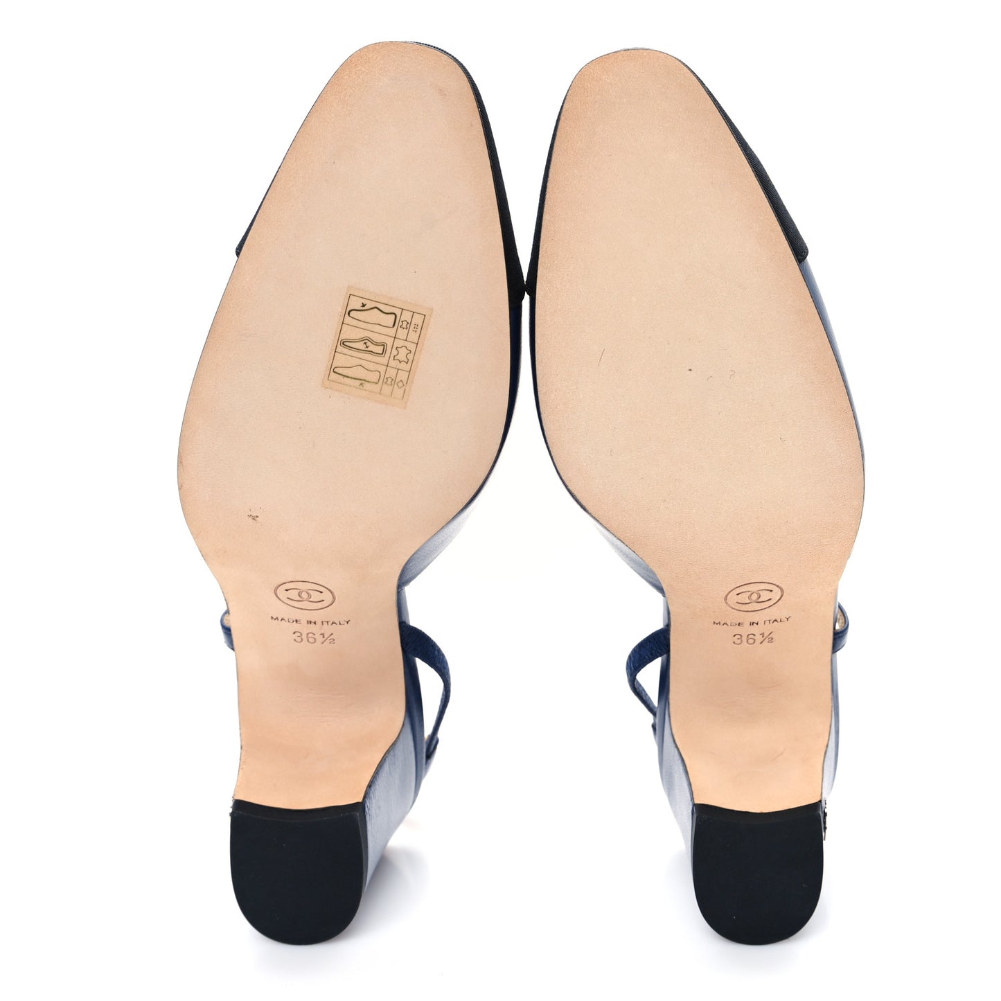 Goatskin Grosgrain Cap Toe CC Slingback Pumps 36.5 Navy Black