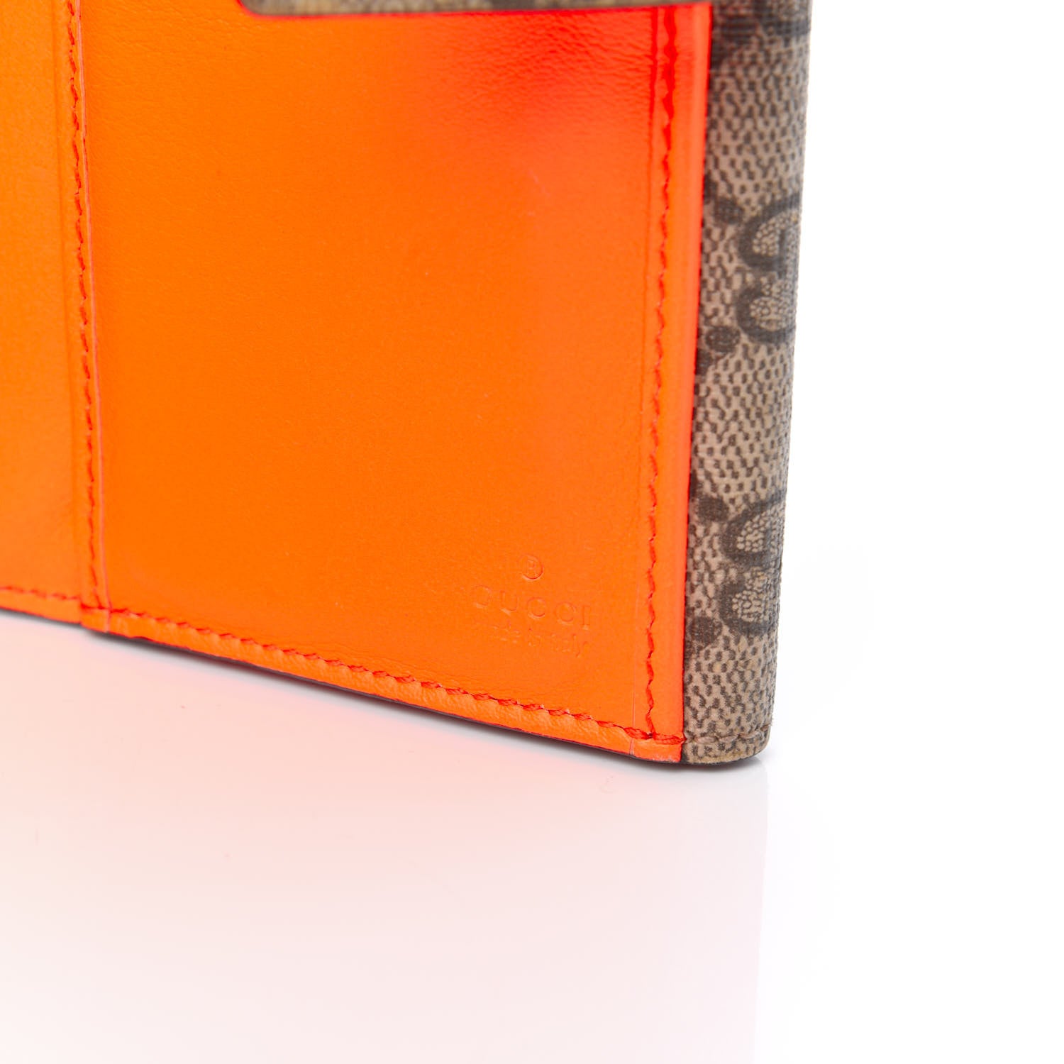 Gucci GG Supreme Monogram Continental Heart Wallet Beige Fluorescent Orange 8 of 13