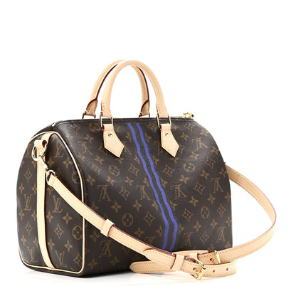 Louis Vuitton Mon Monogram Speedy Bandouliere 30 Indigo Blue Khaki 3 of 9