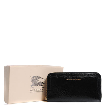 Burberry Patent London Leather Large Zippg Zip Around Wallet Black 5 of 8