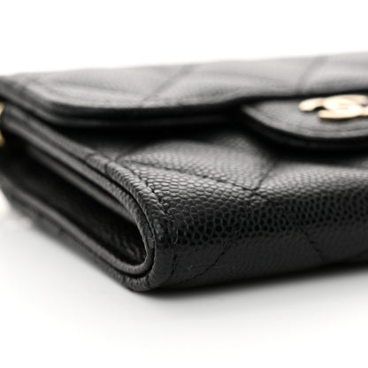 Chanel Caviar Quilted Flap Card Holder On Chain Black 10 of 12