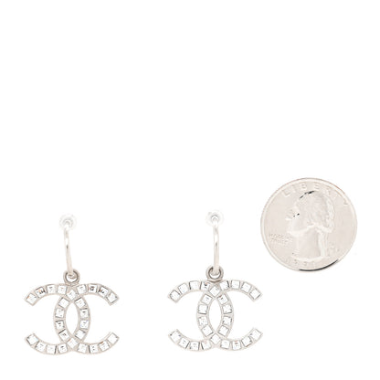 Chanel Baguette Crystal CC Dangle Earrings Silver 2 of 4