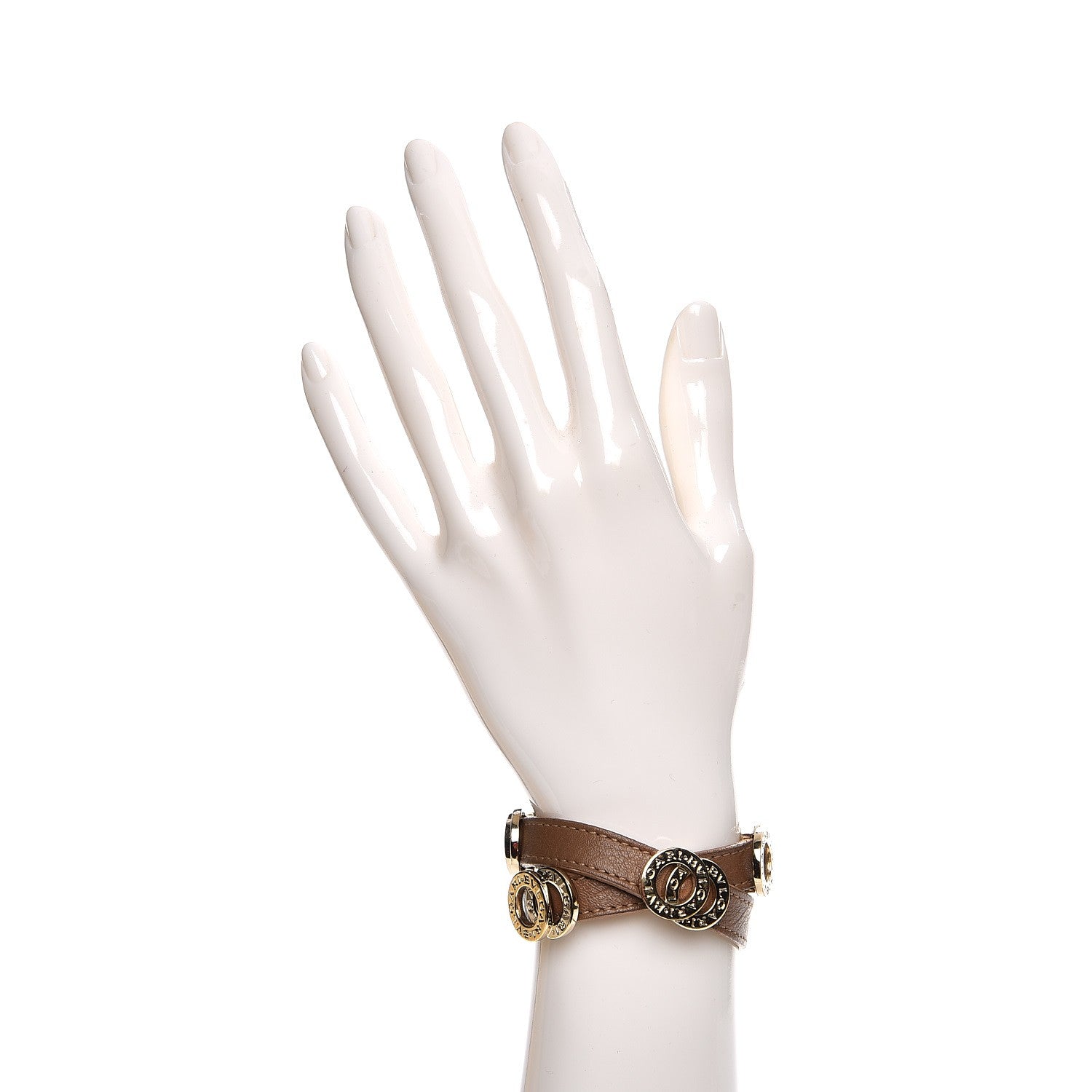 Bulgari Calfskin Double Coiled Bracelet M Brown 2 of 6