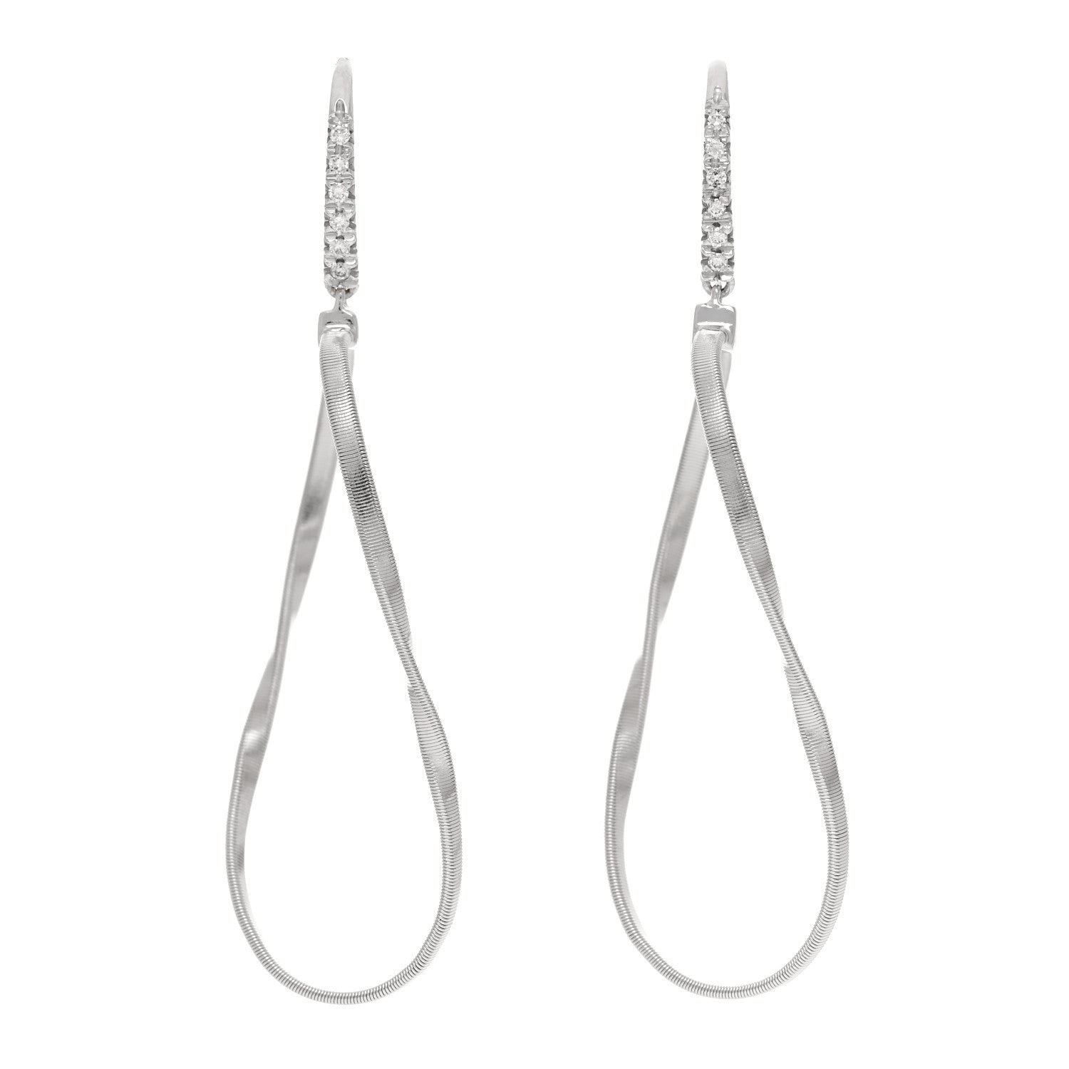 Marco Bicego 18K White Gold Diamond Marrakech Drop Earrings 1 of 4