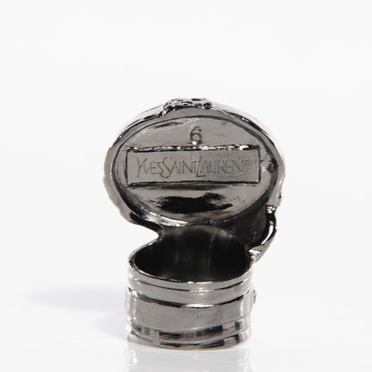 Saint Laurent Ruthenium Glass Cabochon Arty Ovale Ring 6 Red 3 of 4