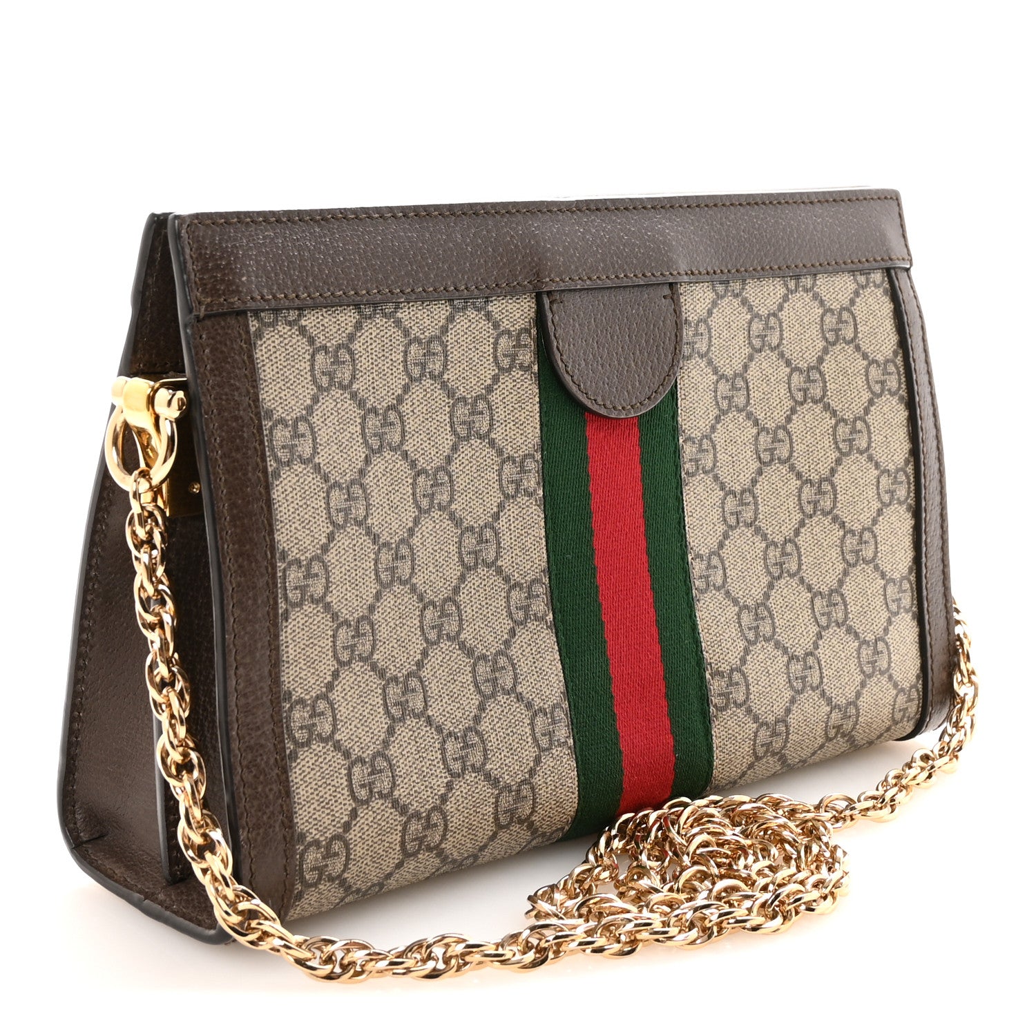 Gucci GG Supreme Monogram Web Small Ophidia Chain Shoulder Bag Brown 3 of 10