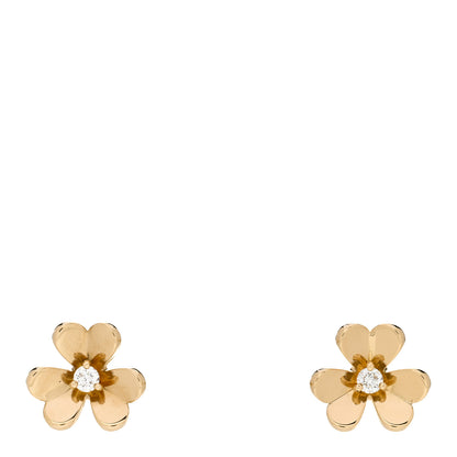 Van Cleef & Arpels 18K Yellow Gold Diamond Mini Frivole Earrings 1 of 5