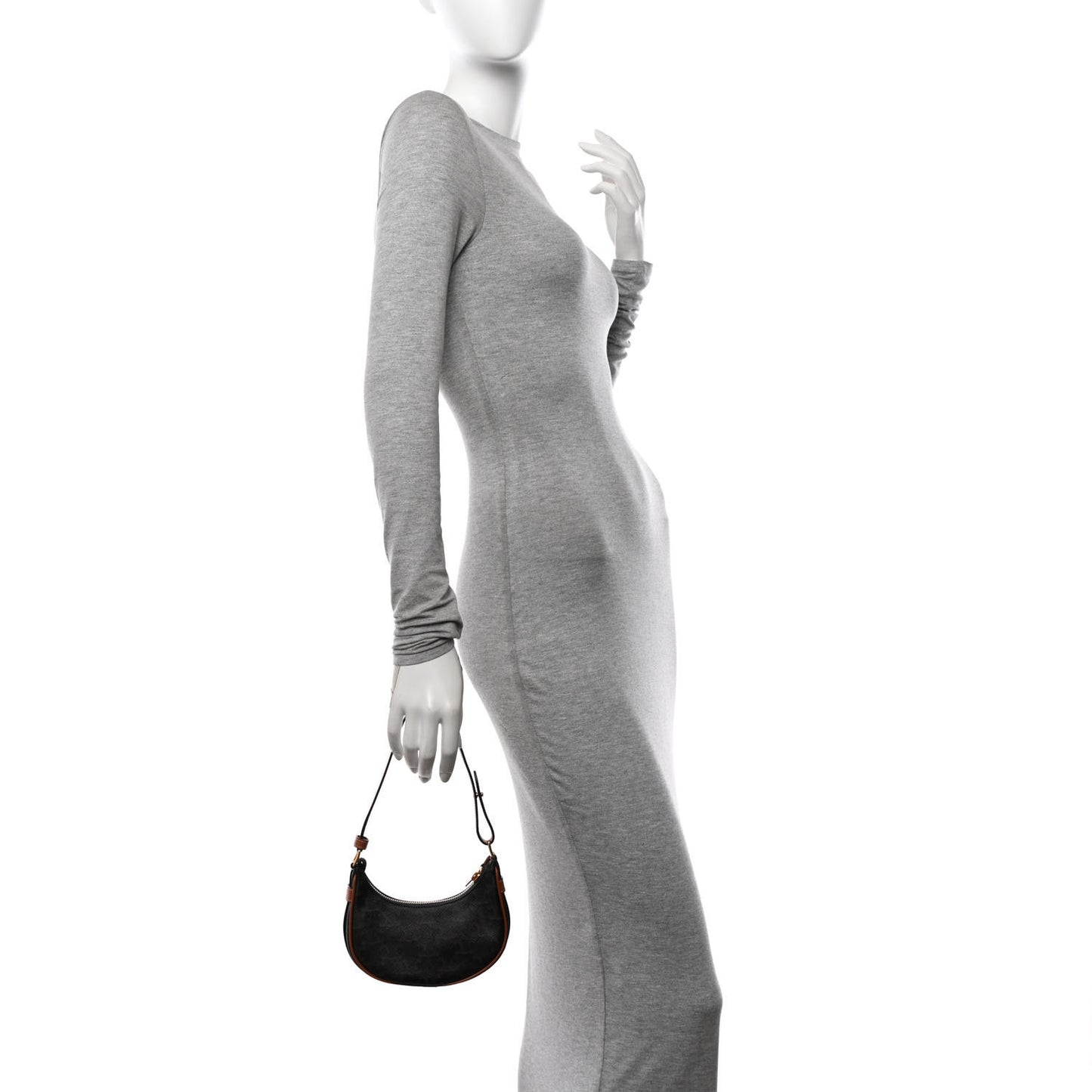 Canvas Calfskin Mini Ava Triomphe Shoulder Bag Tan