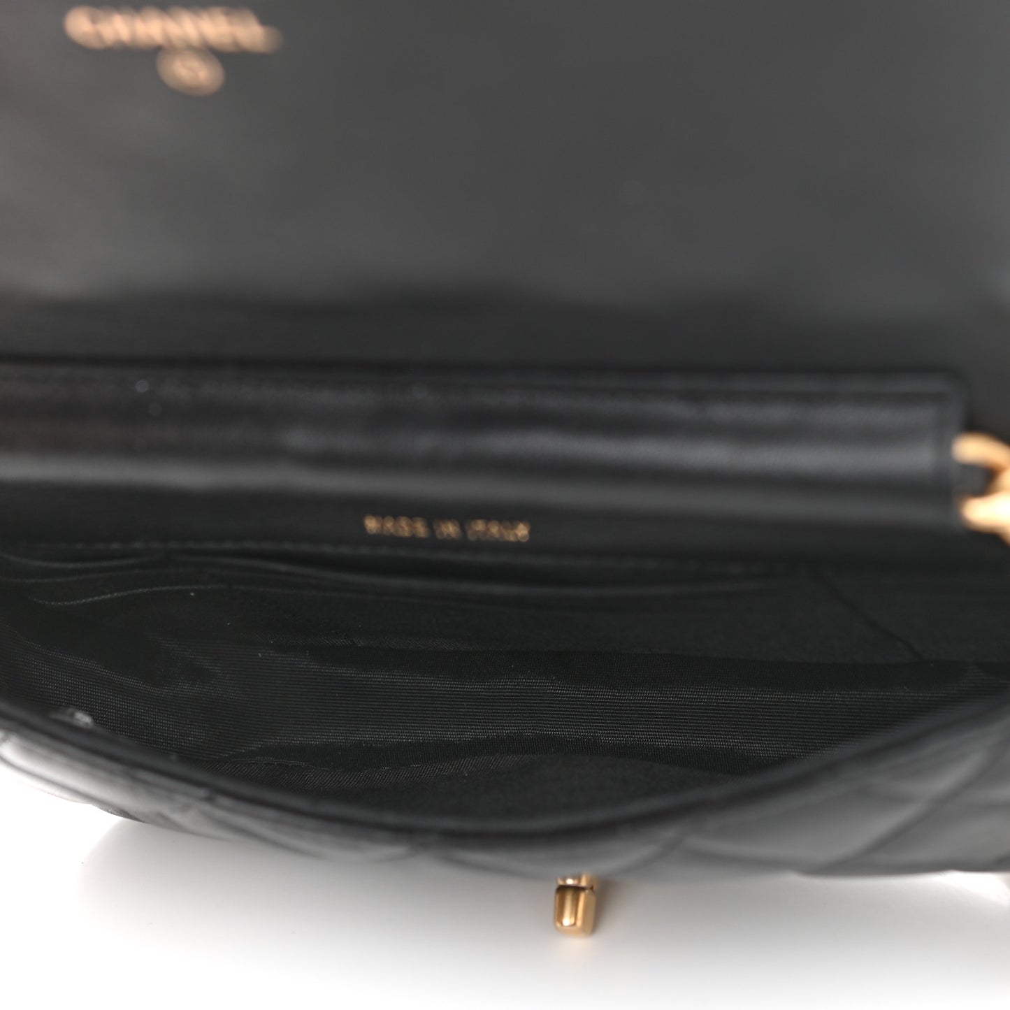 Calfskin Quilted Coco Mail Clutch With Chain Black