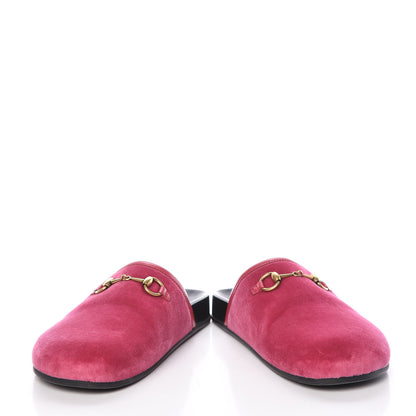 Gucci Softy Velvet Malaga Kid Womens Horsebit River Slippers 37 Light Raspberry Rose 5 of 11