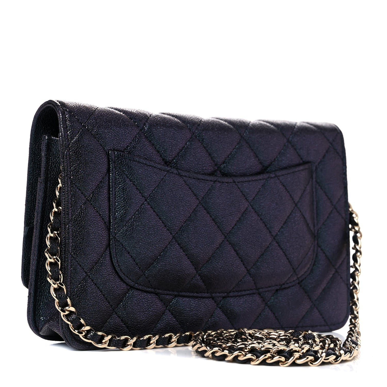 Chanel Iridescent Caviar Quilted Wallet On Chain WOC Black 3 of 11