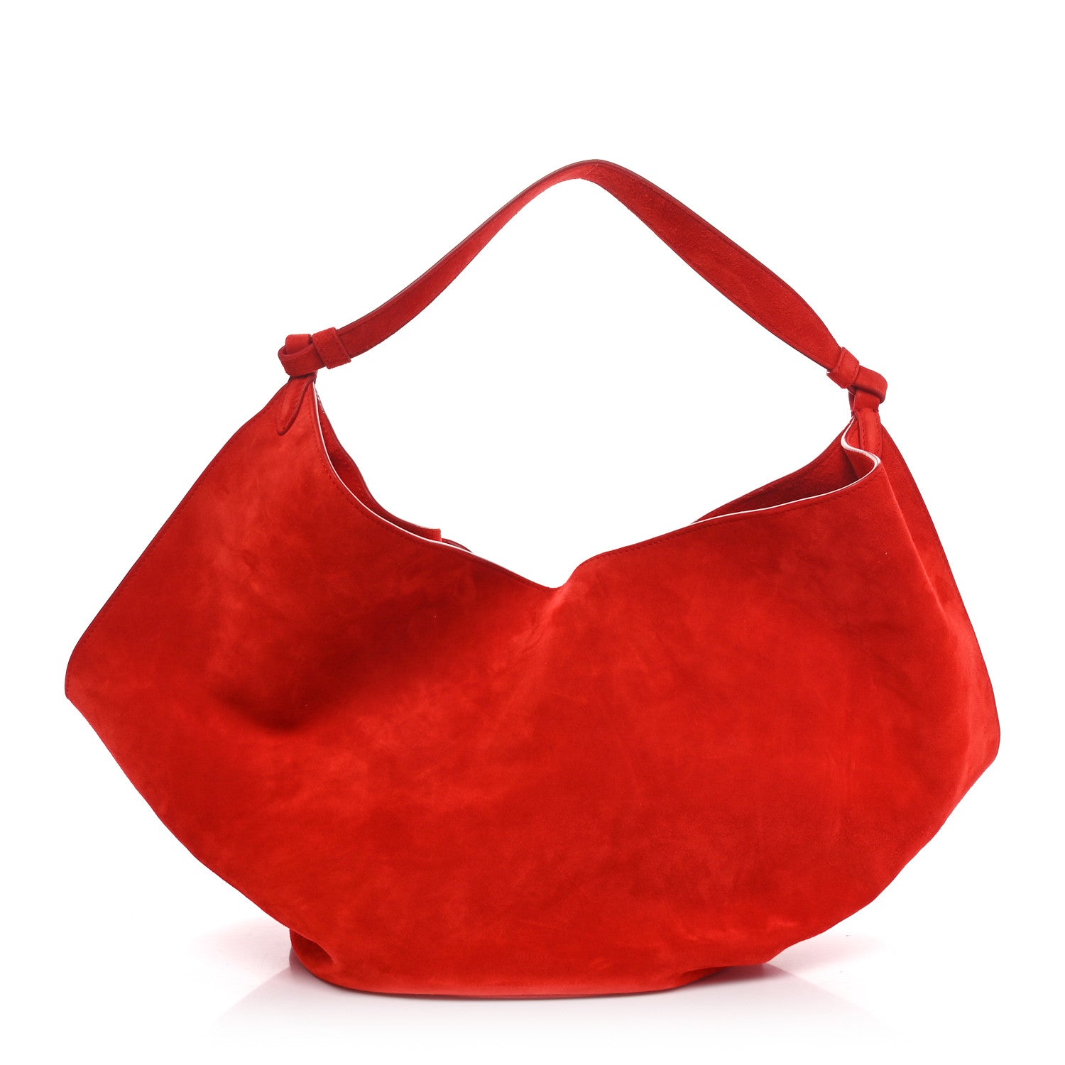 Khaite Suede Calfskin Medium Lotus Tote Red 1 of 10