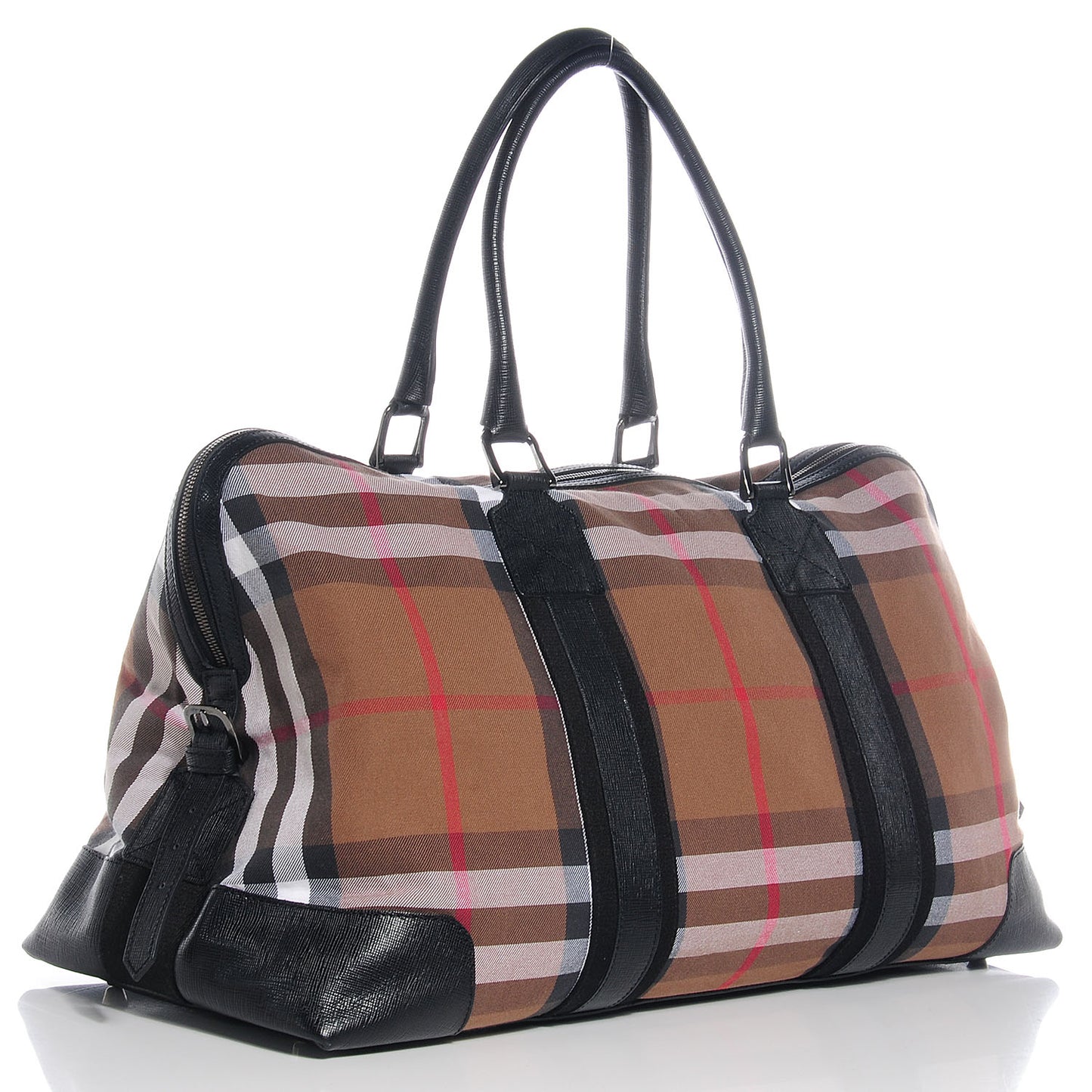 Textured Leather House Check Holdall Black