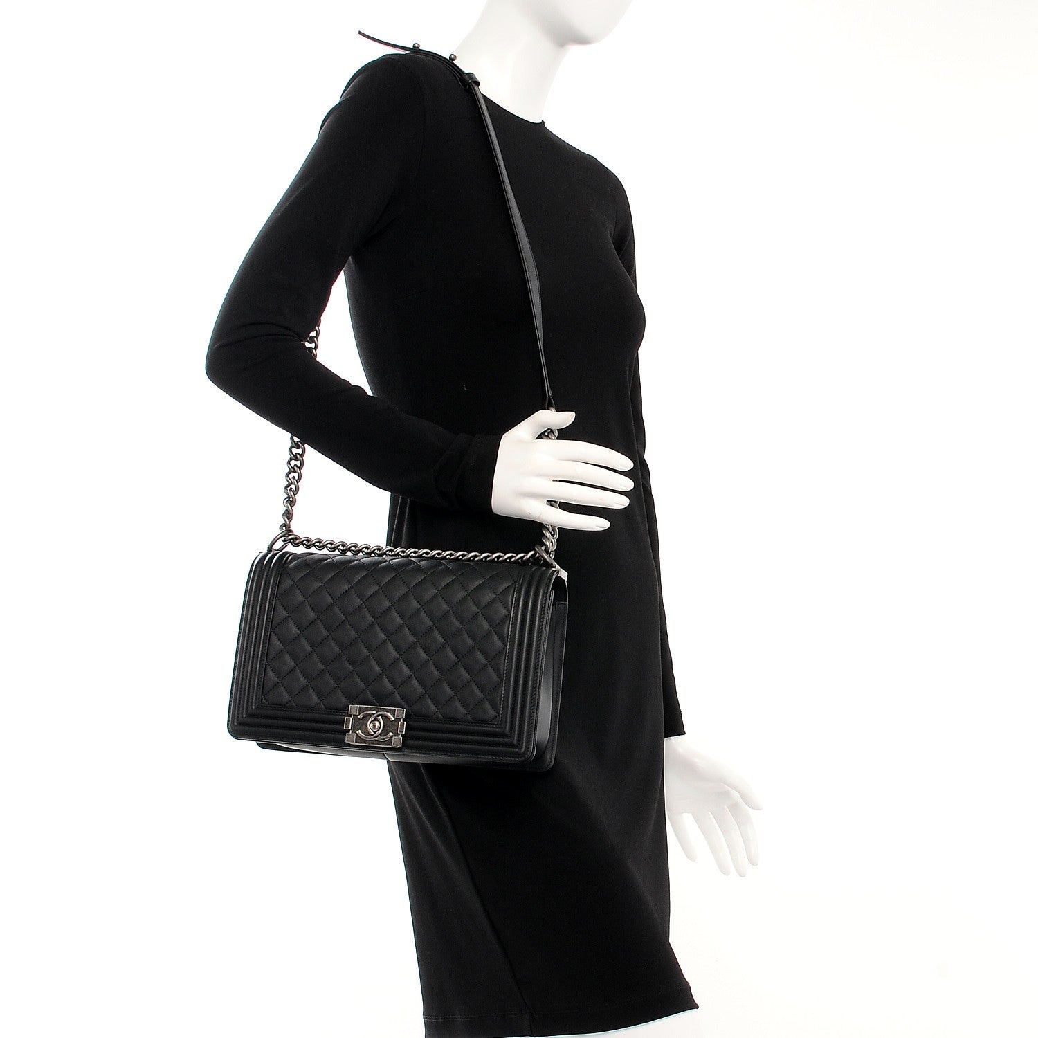 Chanel Calfskin Quilted New Medium Boy Flap Black 2 of 10