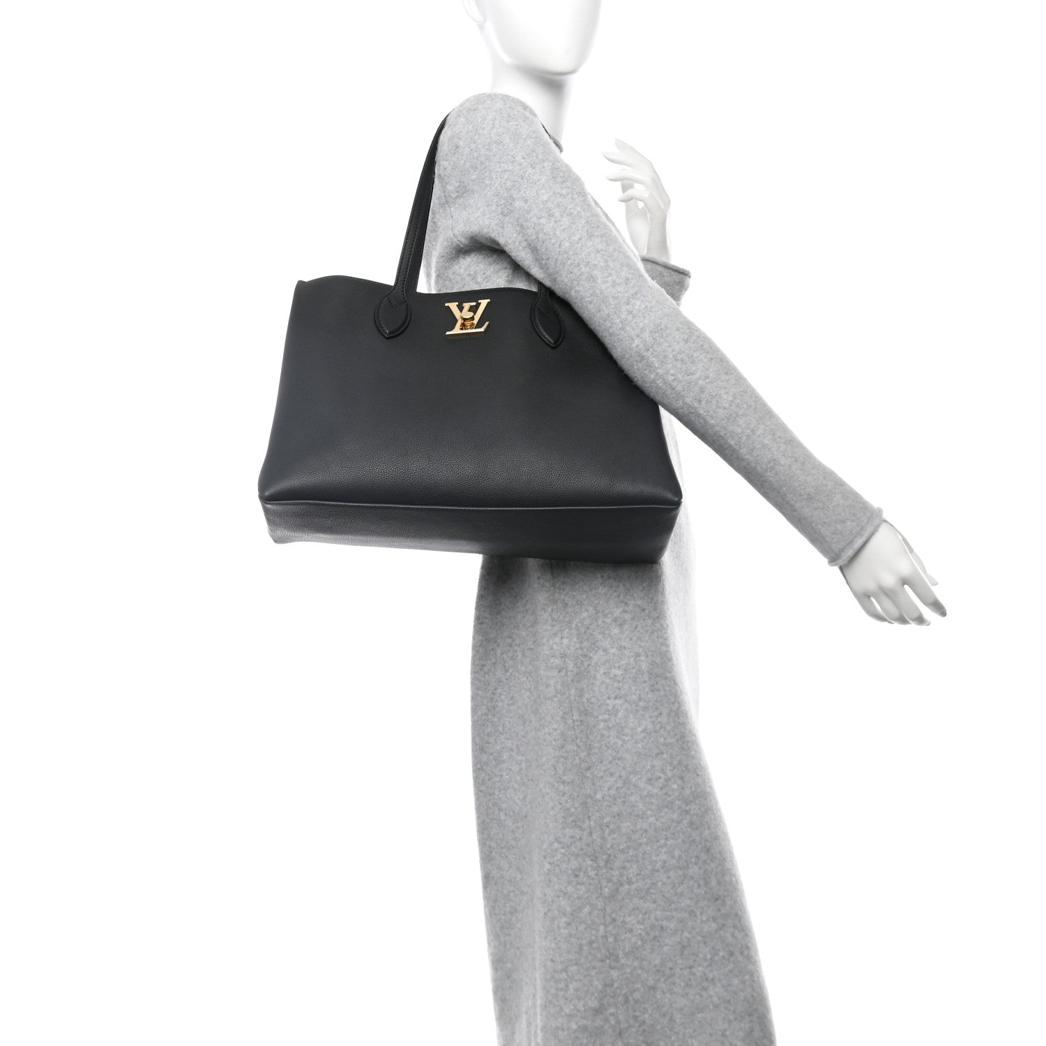 Louis Vuitton Grained Calfskin Lockme Shopper Black 2 of 10