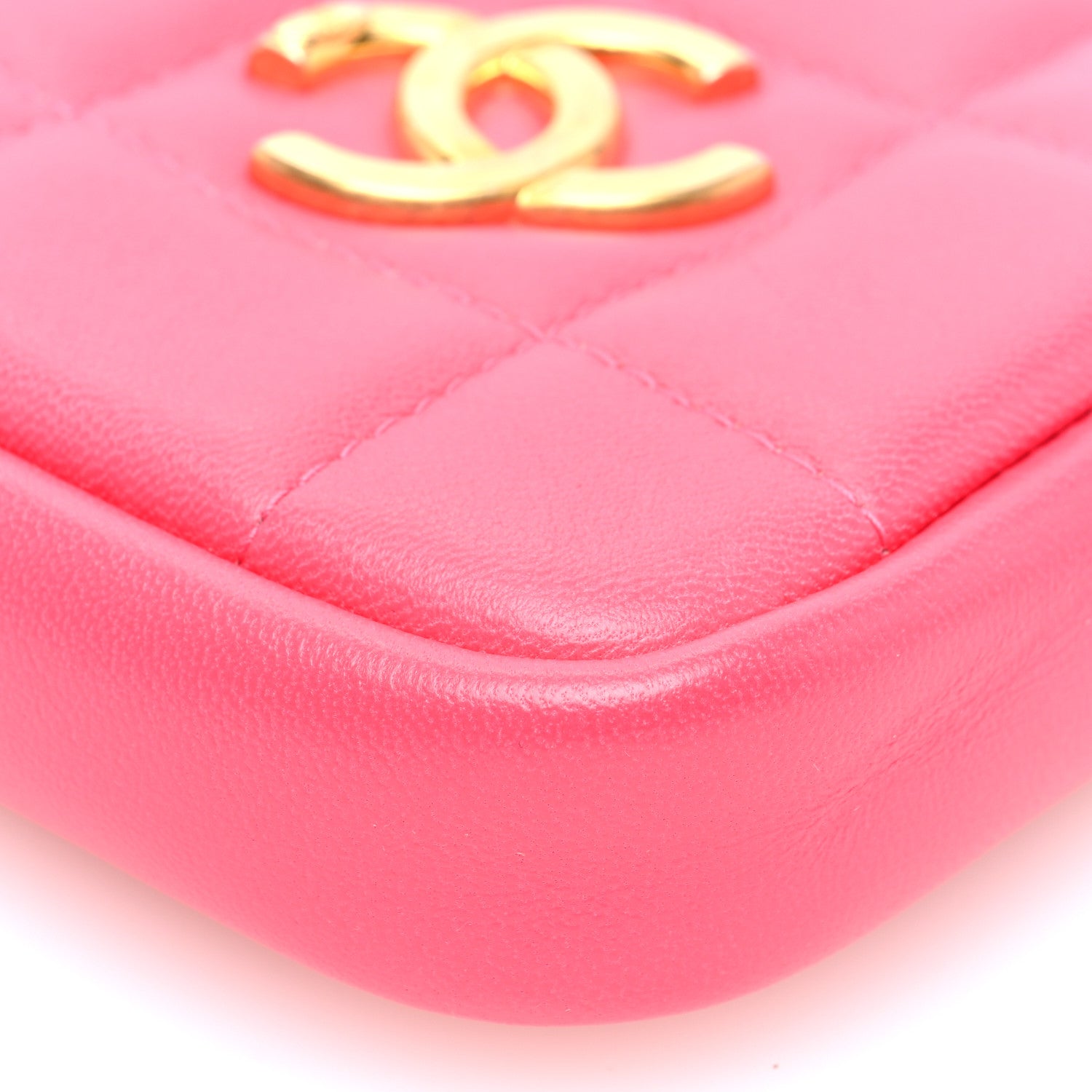 Chanel Lambskin Quilted Diamond Coin Purse With Chain Pink 9 of 9