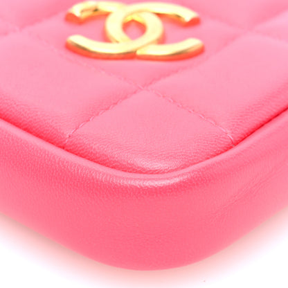 Chanel Lambskin Quilted Diamond Coin Purse With Chain Pink 9 of 9