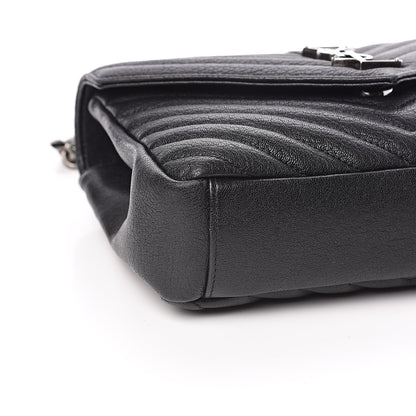Saint Laurent Sheepskin Matelasse Chevron Monogram Medium College Bag Black 8 of 18