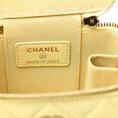 Chanel Caviar Quilted Mini Vanity Case With Chain Yellow 6 of 10