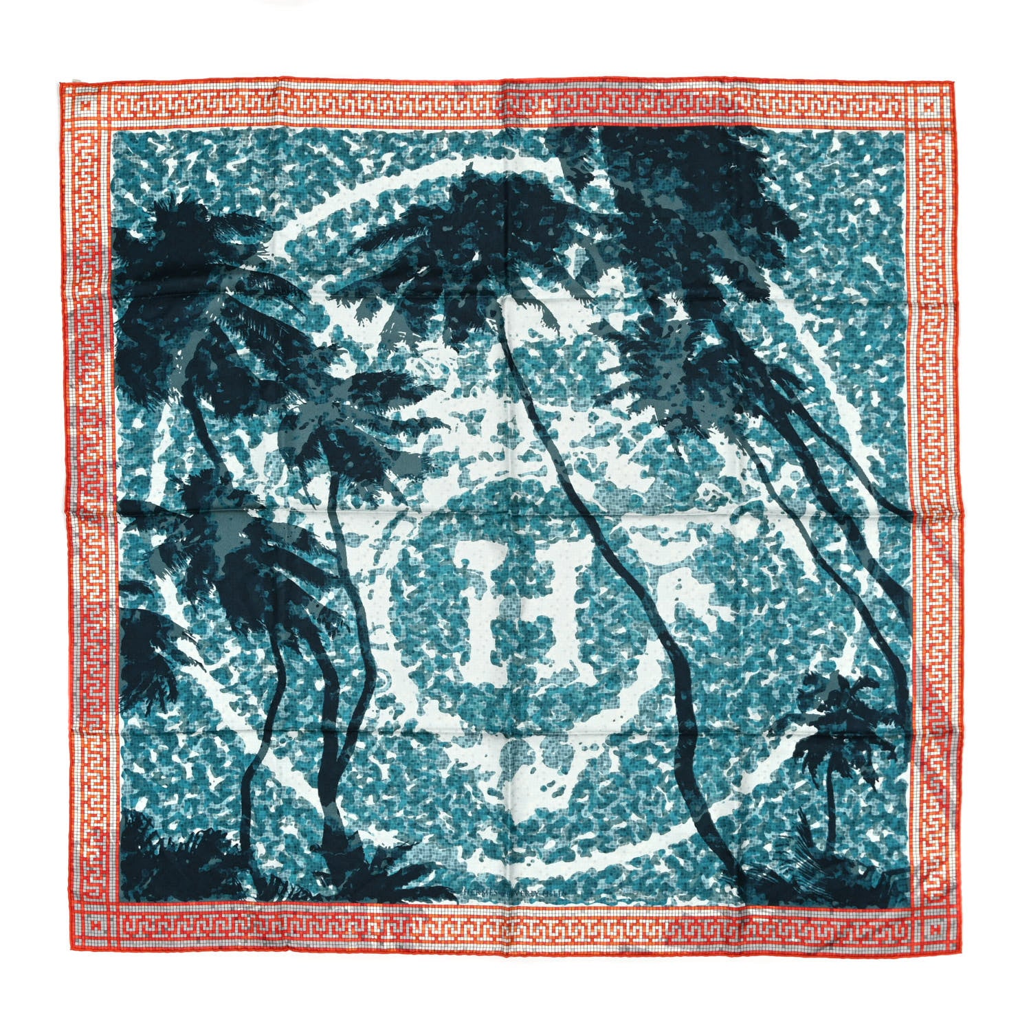 Hermes Silk A Beverly Hills Scarf 90 Orange Bleu Blanc 1 of 4
