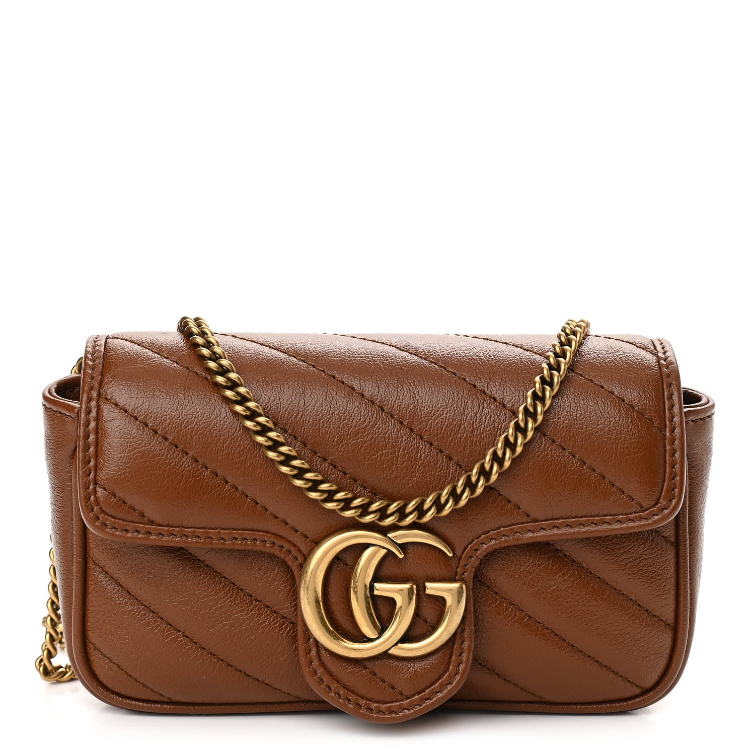 Gucci Azalea Calfskin Matelasse Diagonal Super Mini GG Marmont Shoulder Bag Cuir 1 of 10