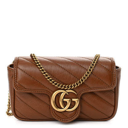Gucci Azalea Calfskin Matelasse Diagonal Super Mini GG Marmont Shoulder Bag Cuir 1 of 10