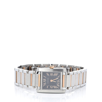 Cartier Stainless Steel 18K Pink Gold 20mm Tank Francaise Quartz Watch Black 3 of 8