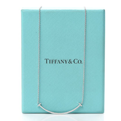 Tiffany 18K White Gold Diamond Small T Smile Pendant Necklace 6 of 6